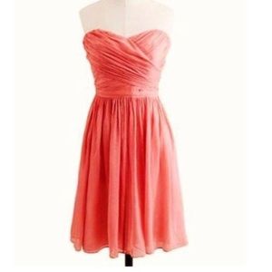 J. Crew Peach Silk Strapless Cocktail Mini Dress